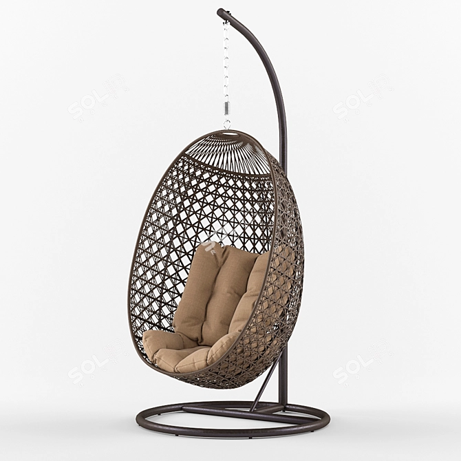 Tenerife Hanging Chair: Relaxed Rattan Seating 3D model image 1