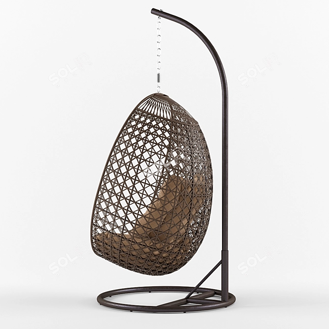 Tenerife Hanging Chair: Relaxed Rattan Seating 3D model image 2