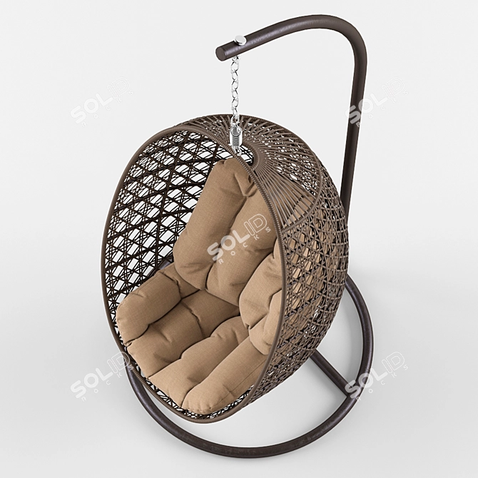 Tenerife Hanging Chair: Relaxed Rattan Seating 3D model image 3