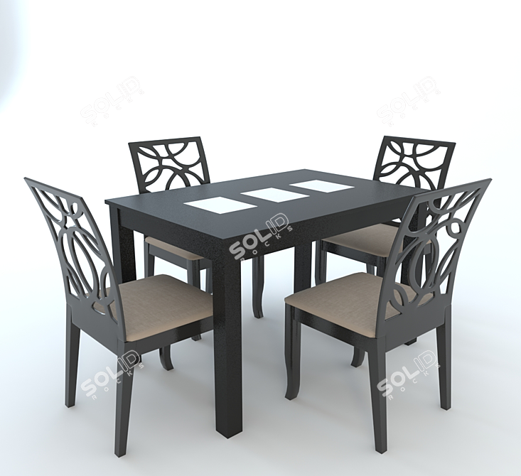 Modern 5-Piece Dining Set 3D model image 1