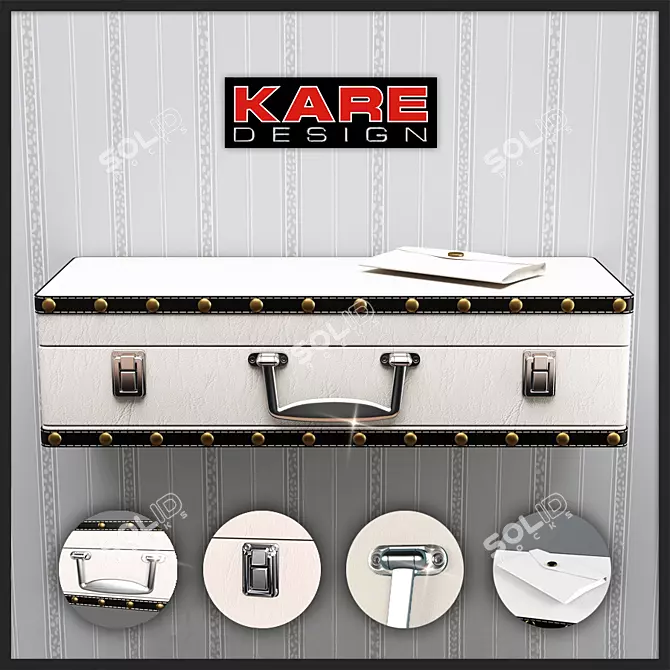 Kare Design Wall Suitcase Shelf: White & 1 Drawer 3D model image 1