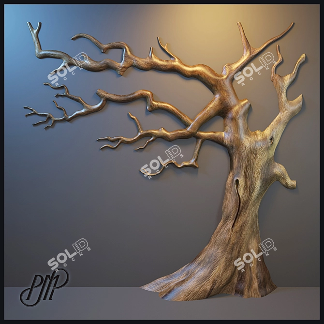 Artistic Wood Wall Sculpture 3D model image 1