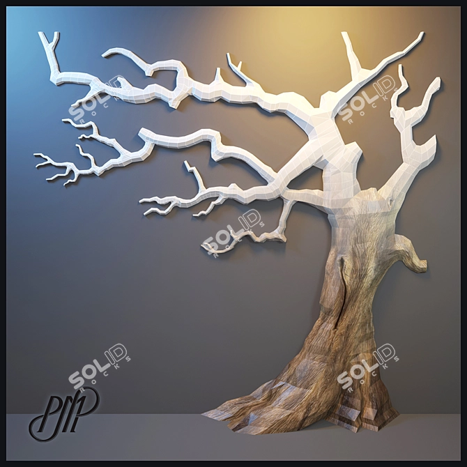 Artistic Wood Wall Sculpture 3D model image 2