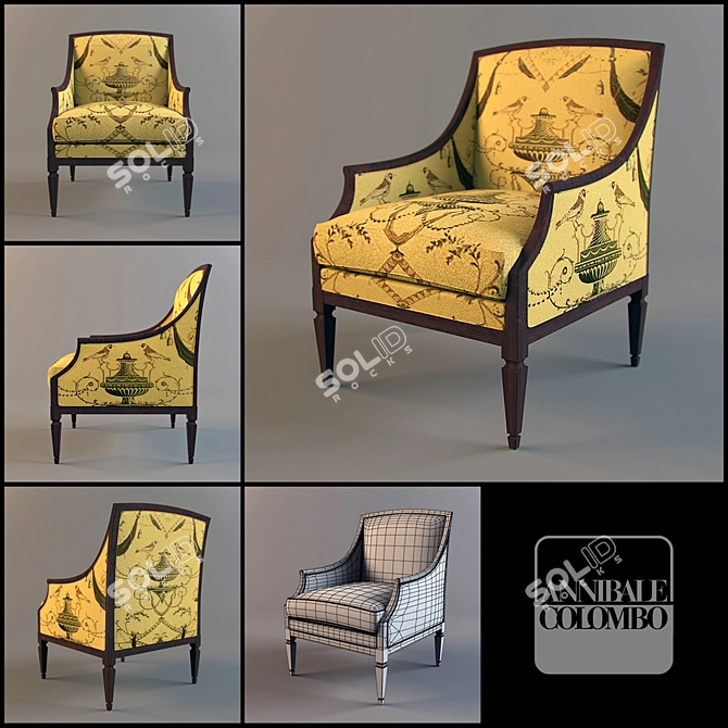 Elegant Timeless Armchair by Annibale Colombo 3D model image 1