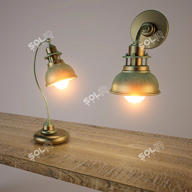 Elegant Sconces & Table Lamp Set 3D model image 1