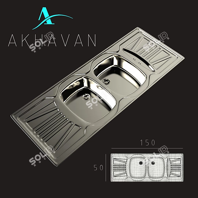 Akhavan Polished Kitchen Sink 3D model image 1