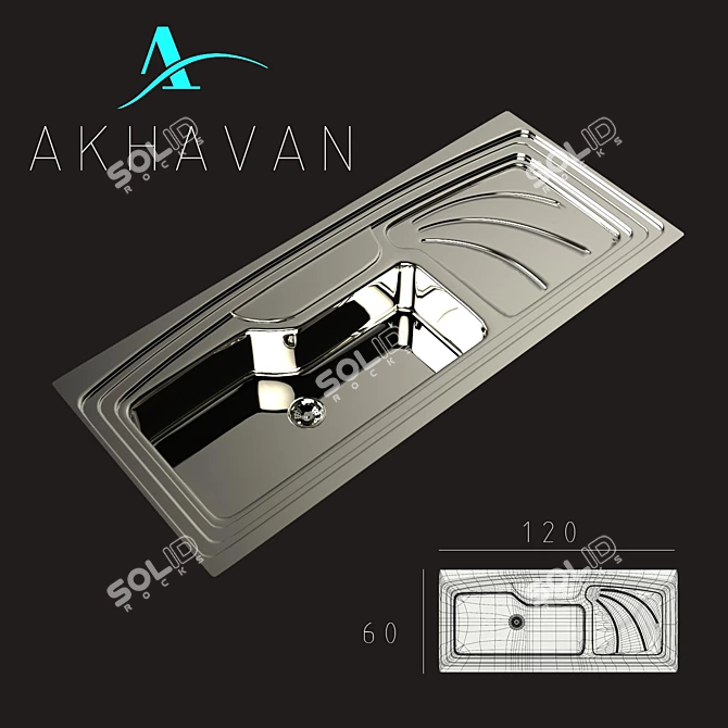 Akhavan Polished Kitchen Sink 3D model image 1