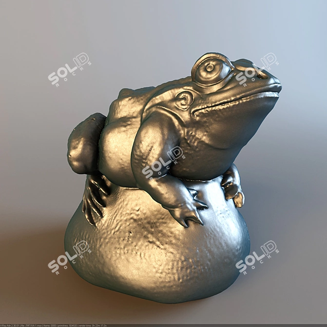 Playful Frog Sculpture 3D model image 1