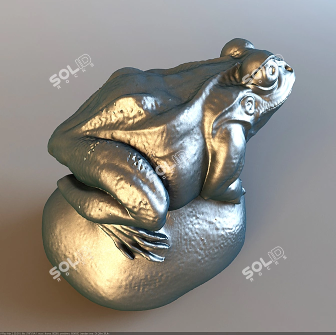 Playful Frog Sculpture 3D model image 2