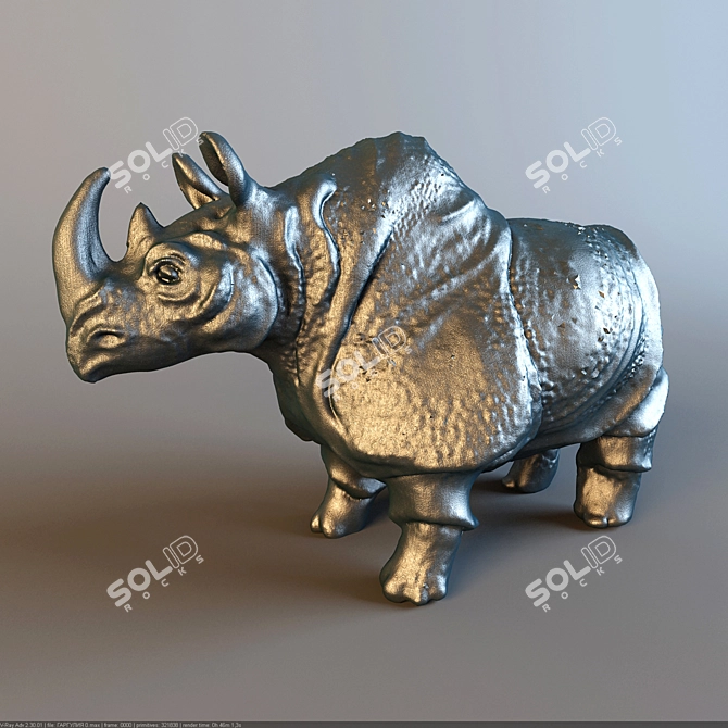 Rhino Safari Statue 3D model image 1
