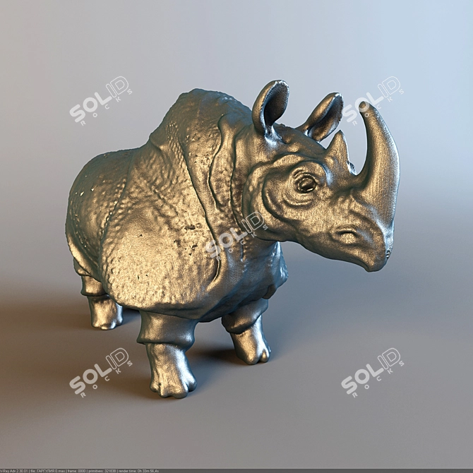 Rhino Safari Statue 3D model image 2