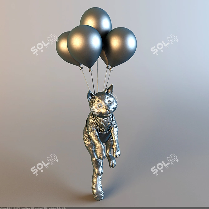 Graceful Cat Sculpture 3D model image 1