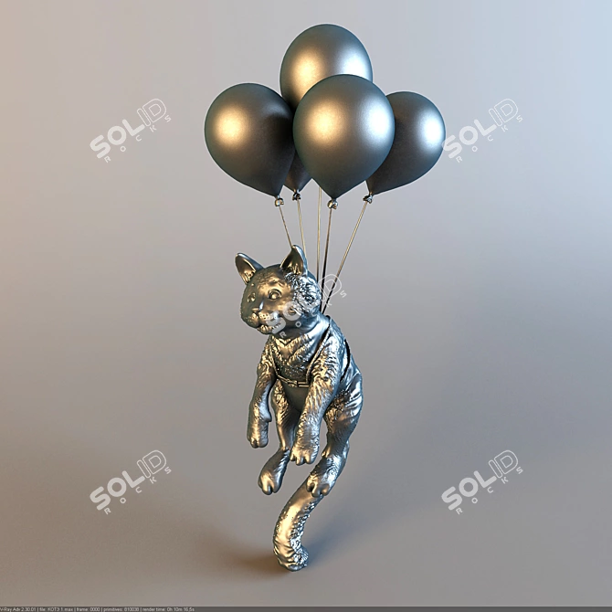 Graceful Cat Sculpture 3D model image 2