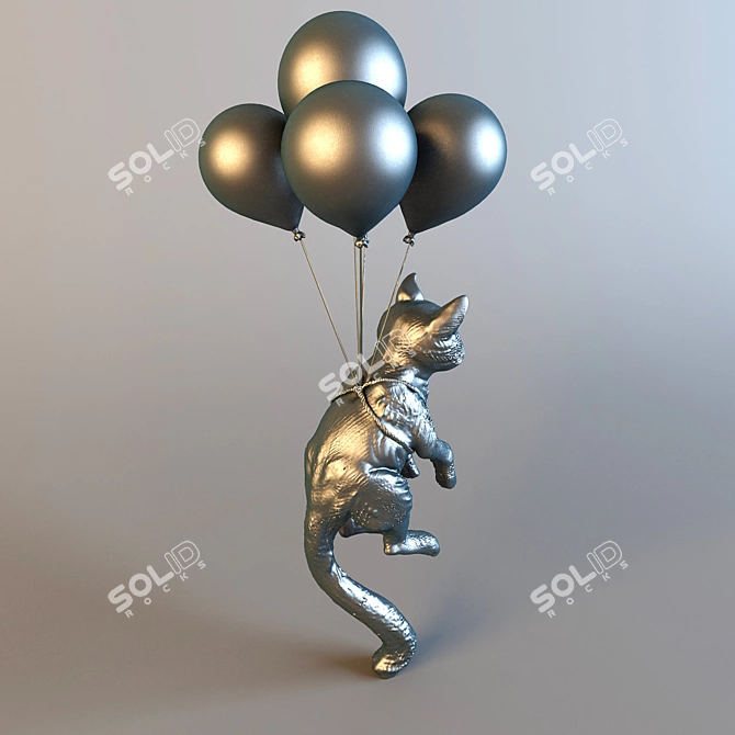 Graceful Cat Sculpture 3D model image 3