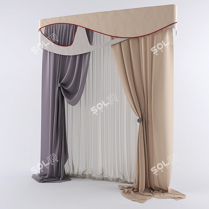 Elegant Living Room Curtains 3D model image 1