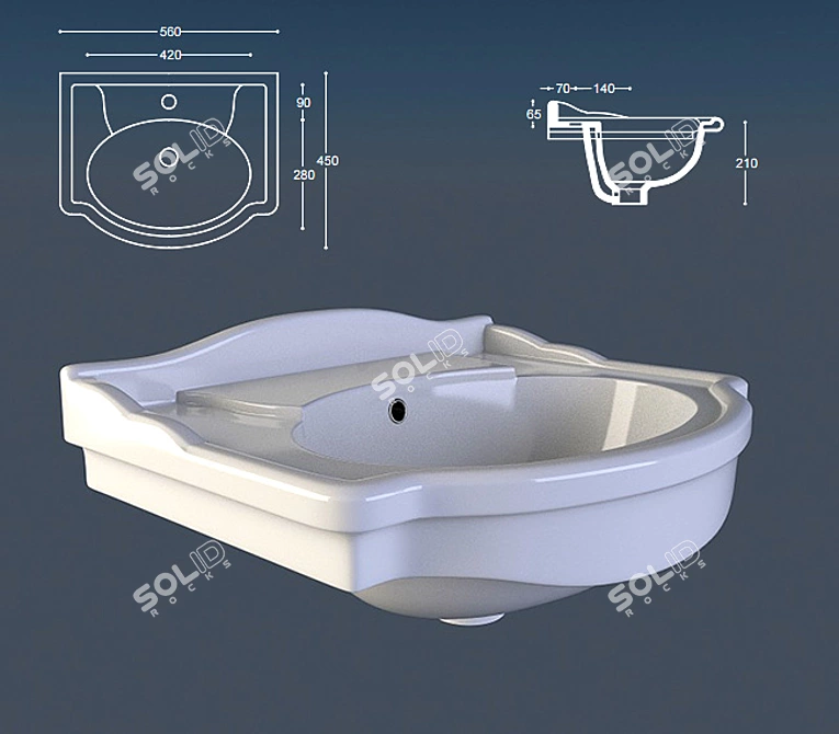 Ceramica Althea Royal Washbasin 56 3D model image 2