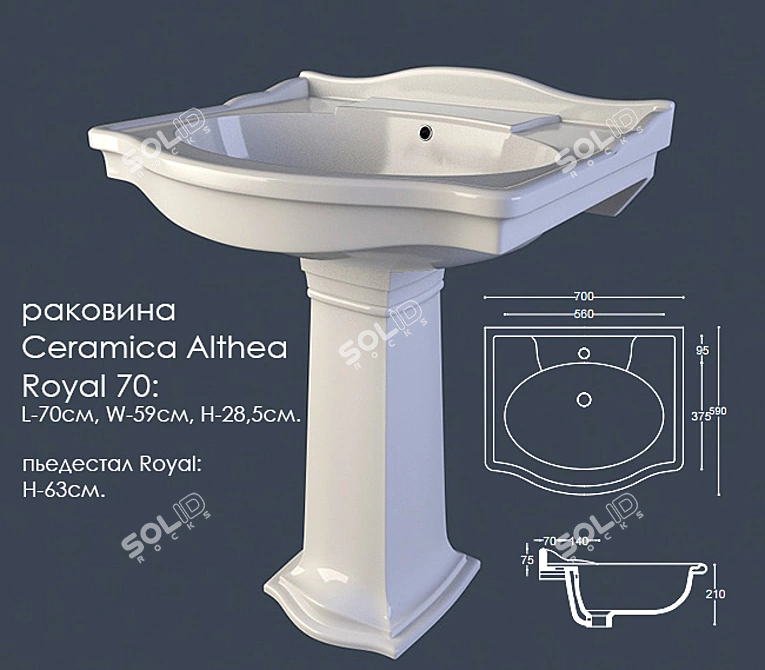 Ceramica Althea Royal 70 Washbasin 3D model image 1