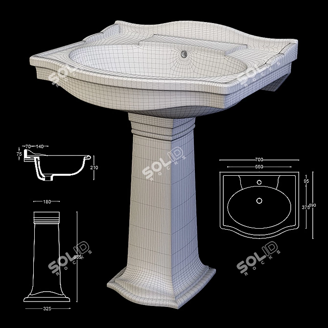 Ceramica Althea Royal 70 Washbasin 3D model image 7