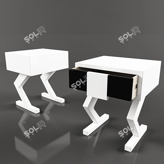 Krux13: Wooden and Aluminum stool 3D model image 1