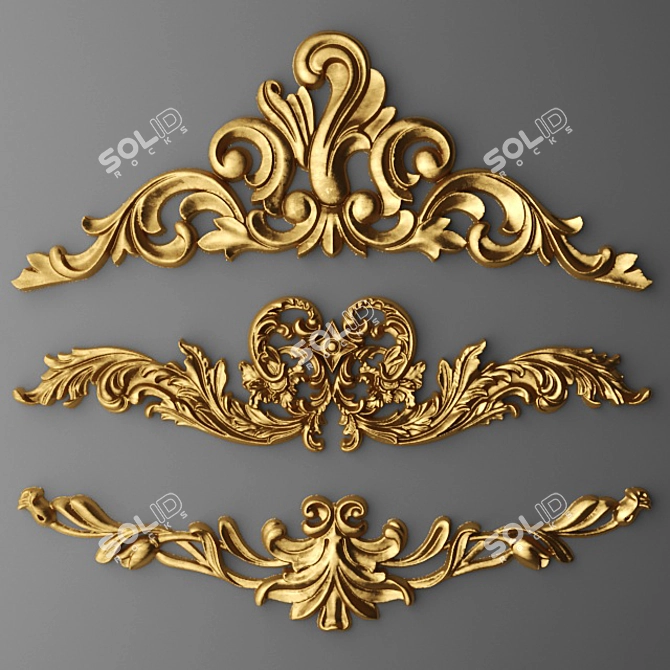 Elegant Carved Crown Molding 3D model image 1