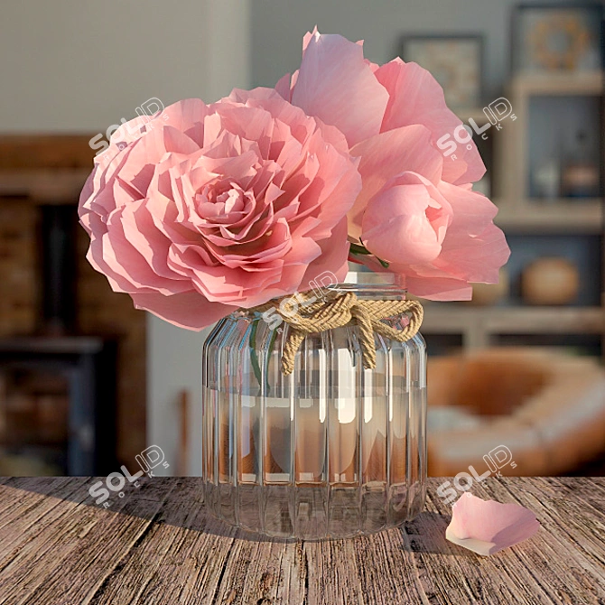 Elegant Blooming Peonies 3D model image 1