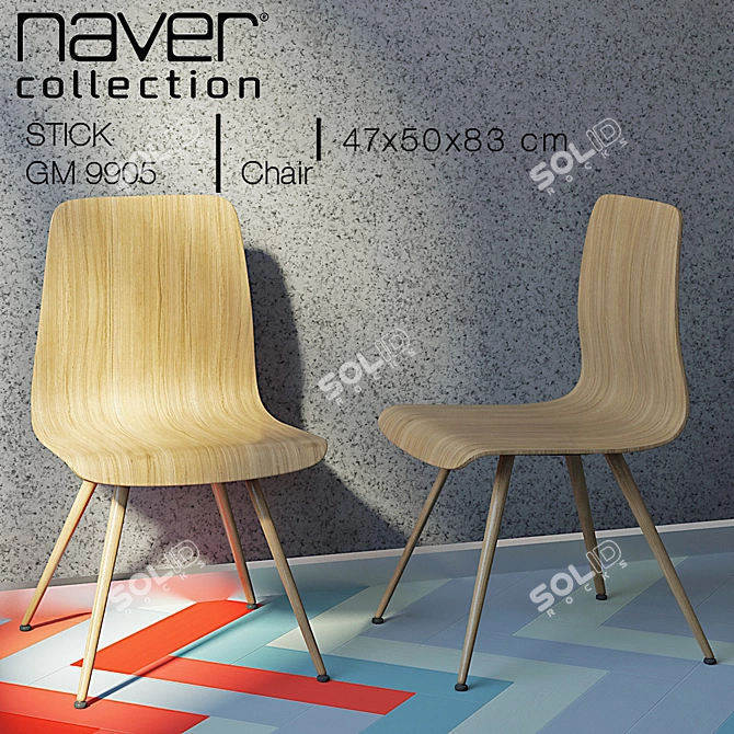 Modern Stick Chair: Stylish, Sturdy 3D model image 2