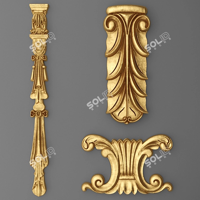 Elegant Stucco Carvings 3D model image 1