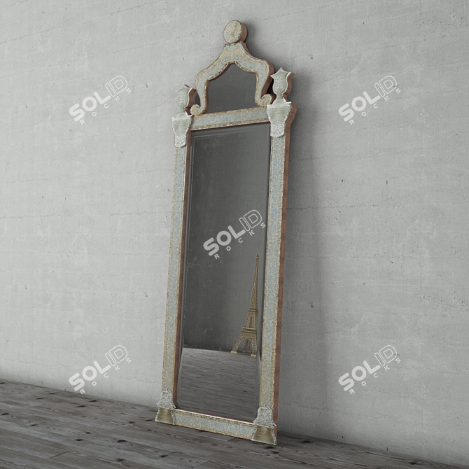 Baroque Ravenna Etched Mirror 3D model image 1