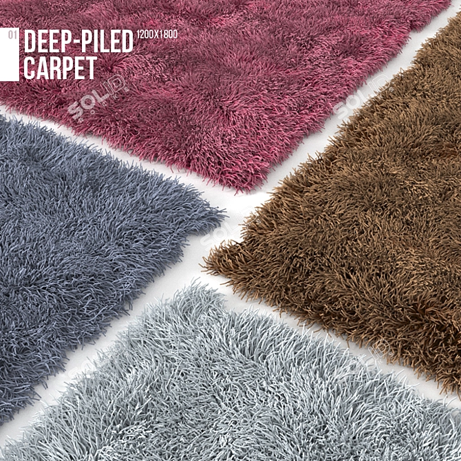 Plush Geometric Carpet: 1200x1800 mm, 70 mm Pile Height (4 Colors) 3D model image 1