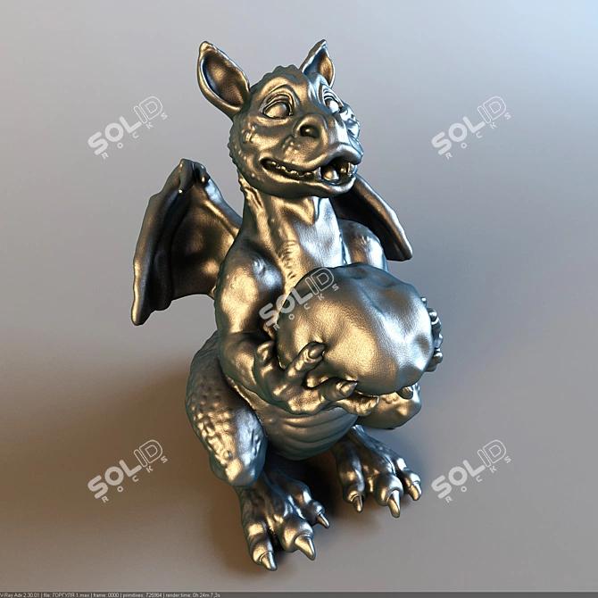 Gothic Gargoyle Statue 3D model image 1