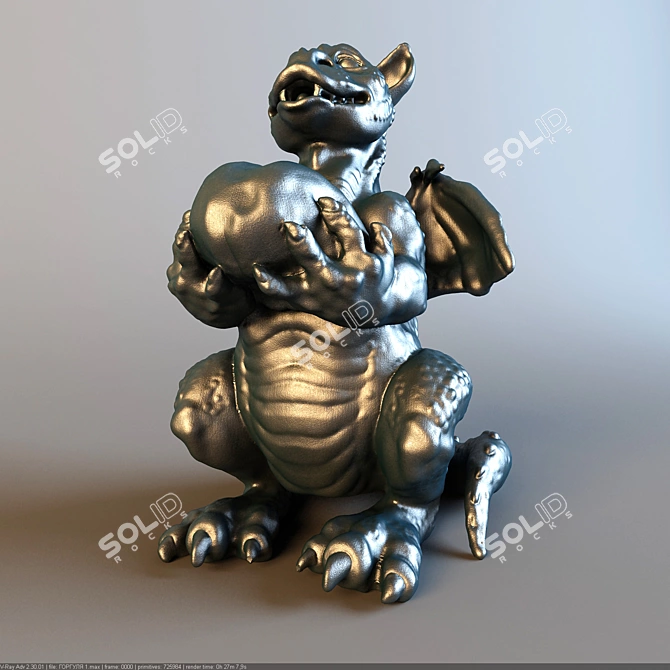 Gothic Gargoyle Statue 3D model image 2