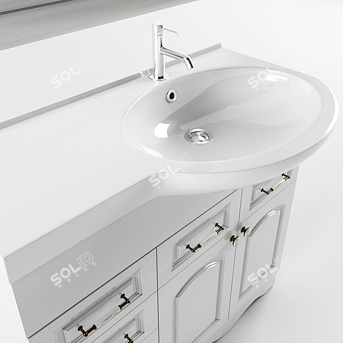 Anna 90: Illuminated Bathroom Mirror & Briklaer 3D model image 3