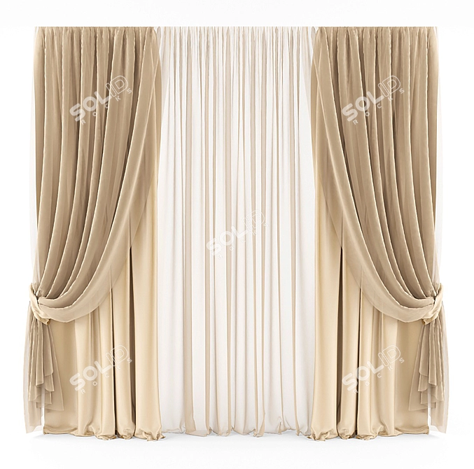 Title: Modern Style Curtains 3D model image 1
