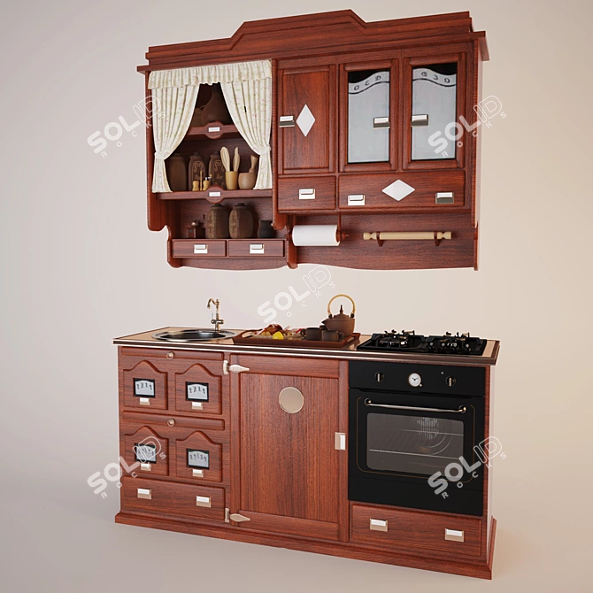 Tuscan-style Kitchen Set 3D model image 1