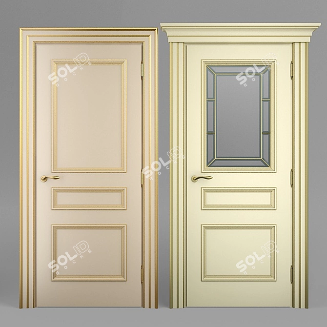 Elegant Massivstyle Interior Door 3D model image 1