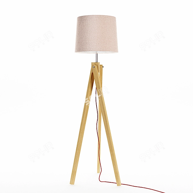 Contemporary Oak Wood Floor Lamp 3D model image 1