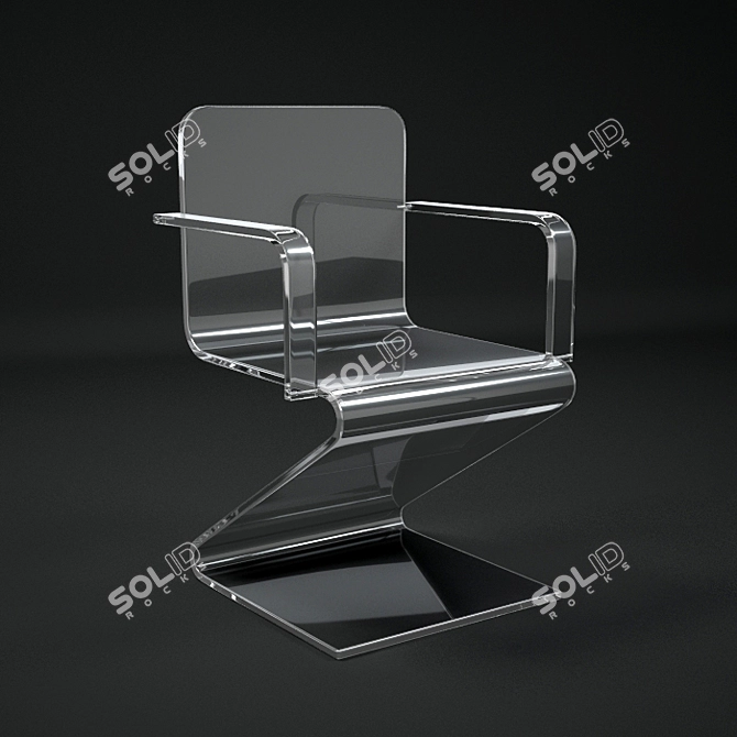 Elegant Glass Armchair 3D model image 1