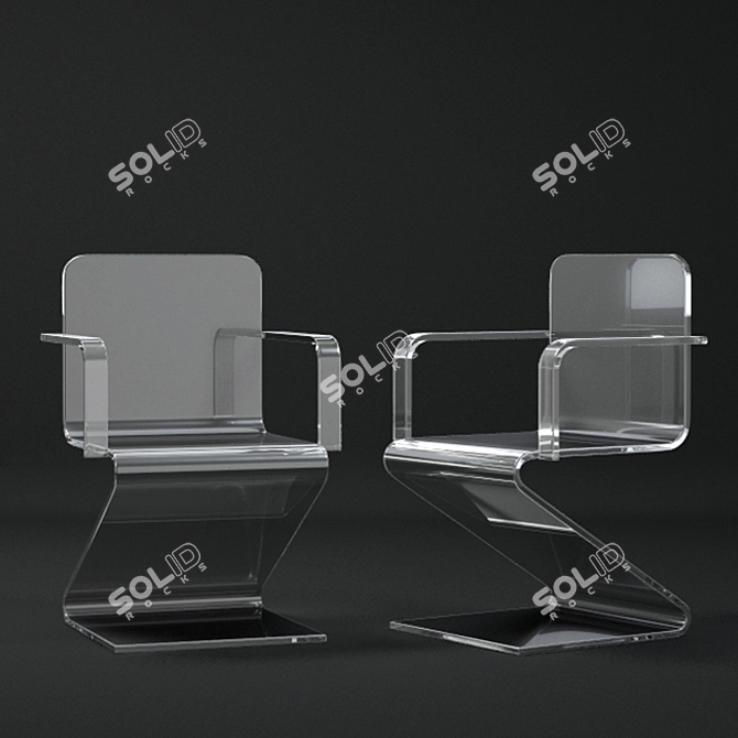 Elegant Glass Armchair 3D model image 2
