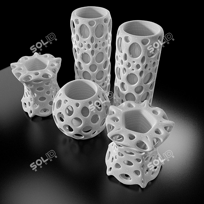 Elegant Ceramic Vases Set 3D model image 3