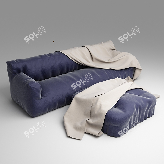 Cozy Comfort Sofa with Blanket 3D model image 1