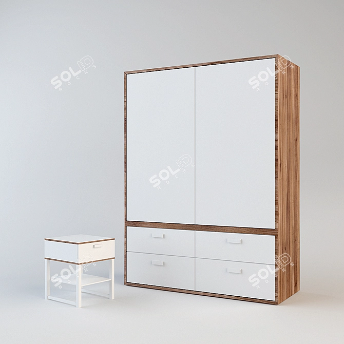 Modern Sliding Door Wardrobe and Dresser 3D model image 1