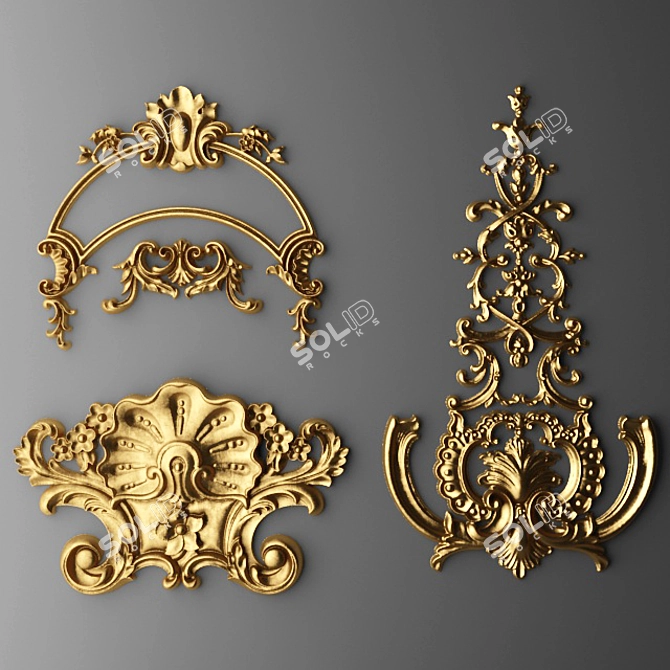 Elegant Stucco Cartouche 3D model image 1