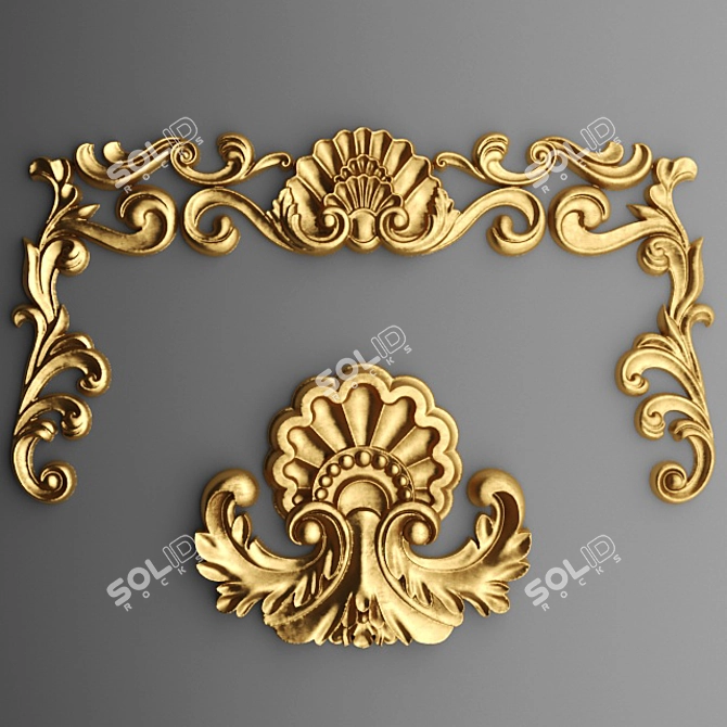 Elegant Cartouche Stucco 3D model image 1