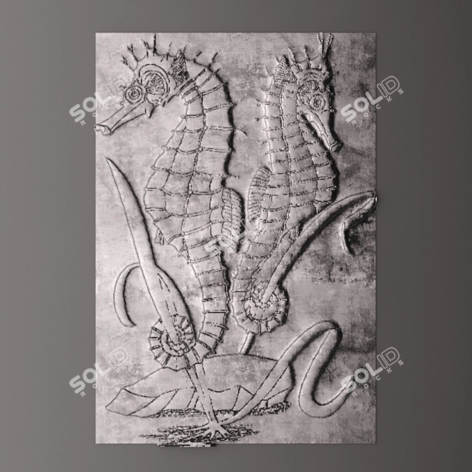 Seahorse Wall Panel: Handcrafted Custom Decor 3D model image 1
