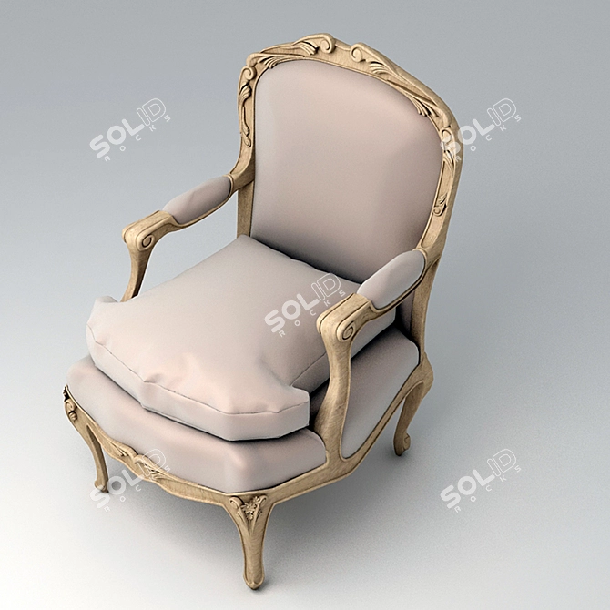 Elegant Louis XV Armchair 3D model image 2