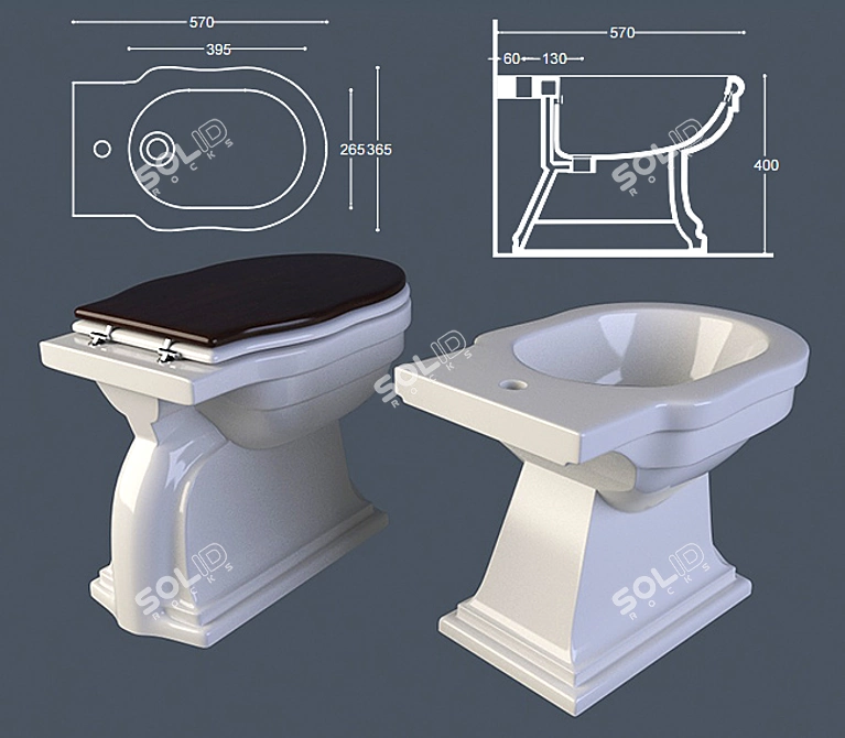Althea Royal Floor Toilet & Bidet 3D model image 2