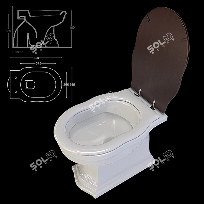 Althea Royal Floor Toilet & Bidet 3D model image 5