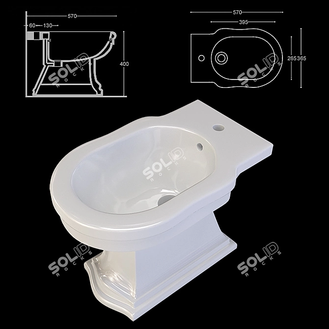 Althea Royal Floor Toilet & Bidet 3D model image 6