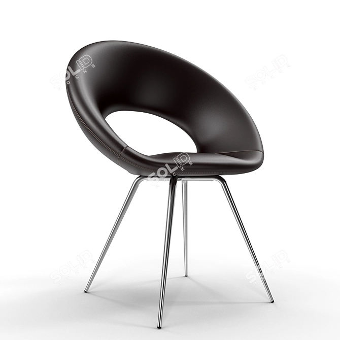 Sleek Leather Ring Chair 3D model image 1