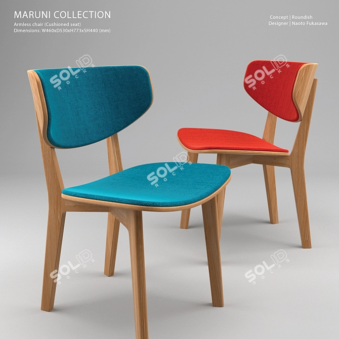 Modern Comfort: Maruni Armless Chair 3D model image 1